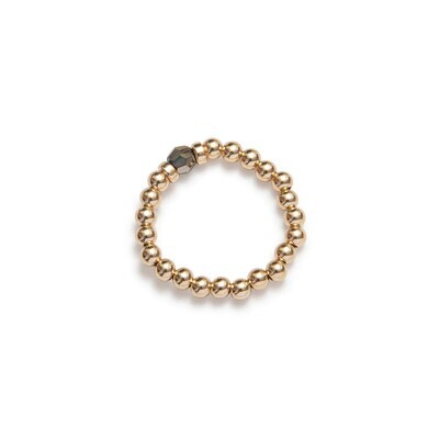 Beblue BRELASTIC-GLD Gold Bead & Gold Crystal Elastic Ring - Essentials