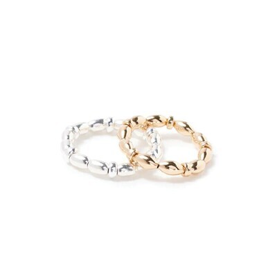 Beblue BRELAST-RB-GLD Gold Rice Bead Elastic Ring