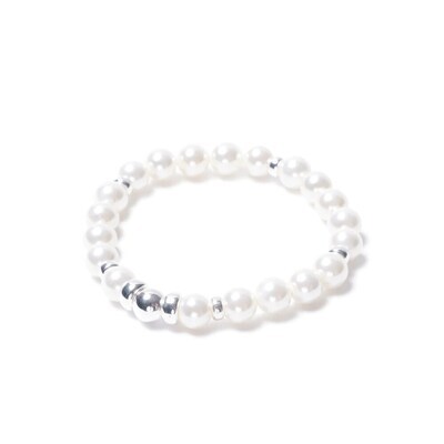 Beblue BBTIME-PW Silver Be Timeless & White Pearl Bracelet - Essentials