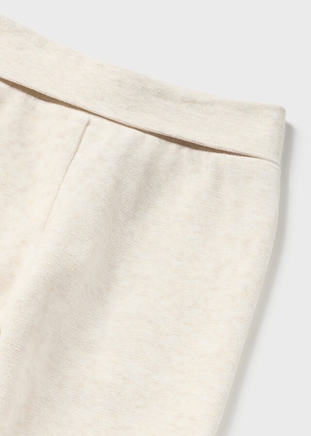 Mayoral 2501 Long Sleeve Velour White Sweater & Beige Leg Warmer Set