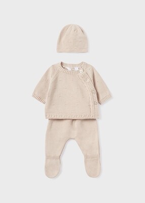 Mayoral 19361 Baby's Long Sleeve Knit Sweater, Pants & Hat Set 3PC