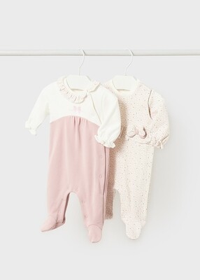 Mayoral 2734 Baby Girl's Long Sleeve Footed Onesie