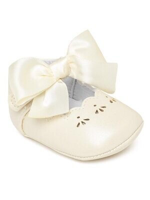 Mayoral 9631 Baby Girl's Cream Velcro Shoes W/ a Bow