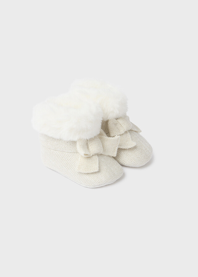 Mayoral 9686 Baby Girl's Faux Fur Knit Booties/