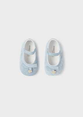 Mayoral 9689 baby girls velvet Maryjanes nieve with little gold charms