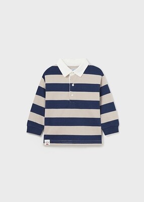 Mayoral 2171/2534 Baby Boy's Long Sleeve Stripes Polo & Pants Set 2PC – Piedra-Azul- Boletus 12m