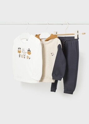 Mayoral 2875 Baby Boy's Long Sleeve T-Shirt, Hoodie & Joggers Set 3PC
