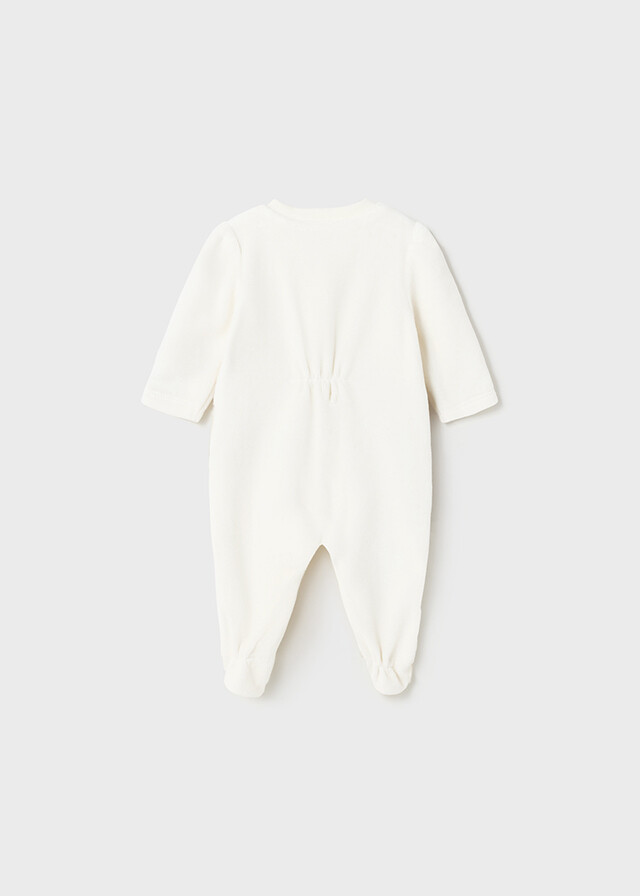 Mayoral 2740 Baby Boy's Long Sleeve Footed Velour Bear Onesie