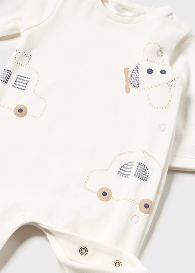 Mayoral 2747 Baby Boy's Long Sleeve Footed Onesie