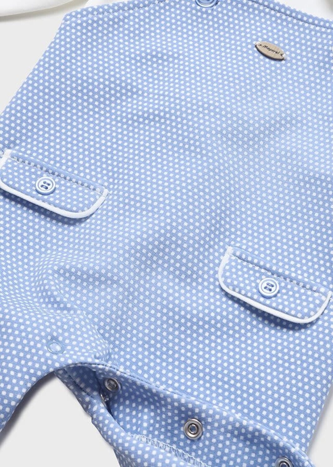 Mayoral 1616 Baby Boy Blue & White Overall Onesie