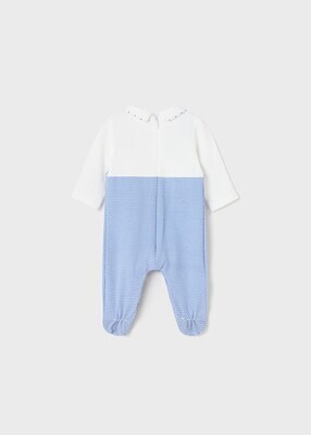 Mayoral 1616 Baby Boy Blue & White Overall Onesie