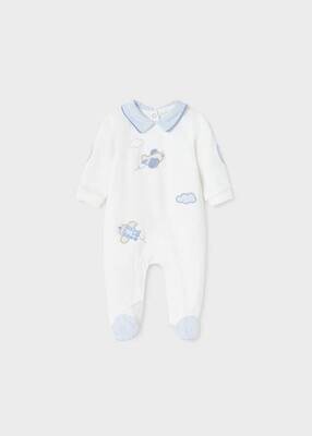 Mayoral 1750 Baby Boy Blue & White Long Onesie W/ Airplane Designs