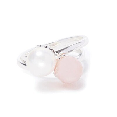 Beblue BRDIV-PW6 Silver Be Divine Round White Pearl Ring - Size 6