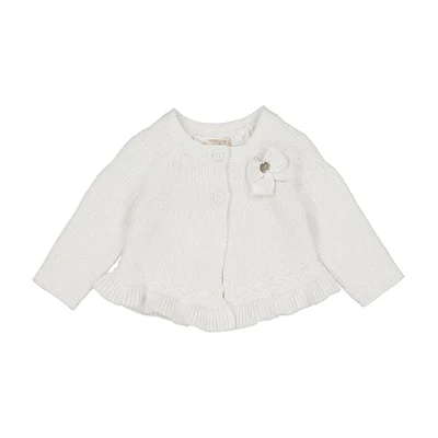Mayoral 2303 baby girl crudo knit cardigan with bow and ruffled botttom