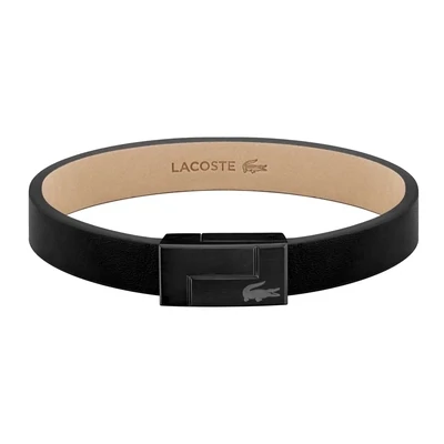 Lacoste 2040073 Men's Black Leather Bracelet