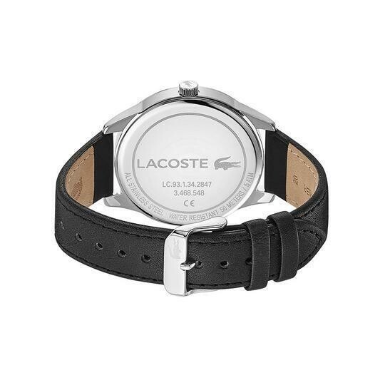Lacoste 2011047 Men's Black Leather Strap & Silver Watch