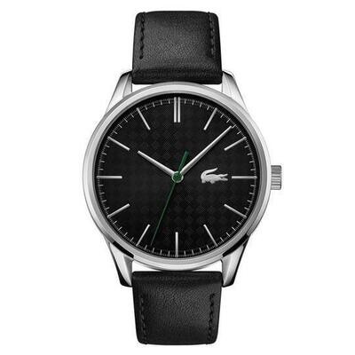 Lacoste 2011047 Men's Black Leather Strap & Silver Watch