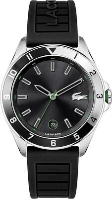 Lacoste 2011188 Men's Tiebreaker Quartz Stainless Steel & Silicone Watch – Black