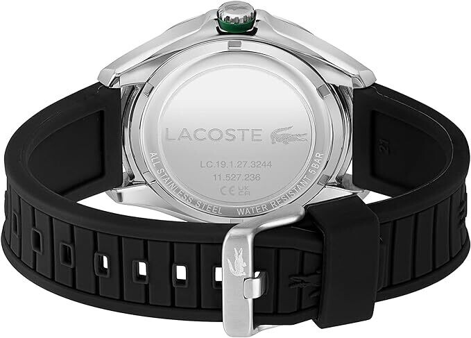 Lacoste 2011188 Men's Tiebreaker Quartz Stainless Steel & Silicone Watch – Black