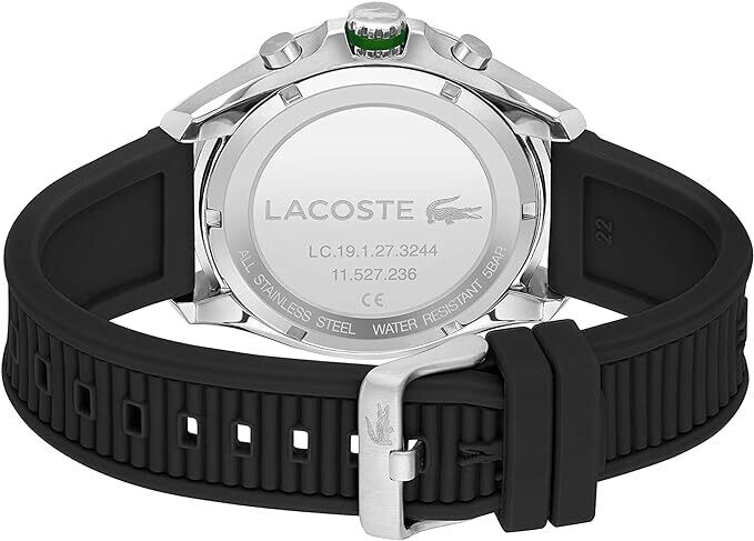 Lacoste 2011152 Men's Tiebreaker Quartz Stainless Steel & Silicone Watch – Black