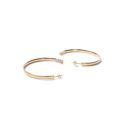 Beblue BO1509-GLD 14KT Gold 1509 Large Hoop & White CZ Earrings