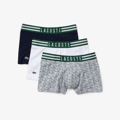 Lacoste 5H1281 52 TYA Men's Casual Cotton Stretch Boxers 3PK /CHINE GREY-NAVY-WHITE