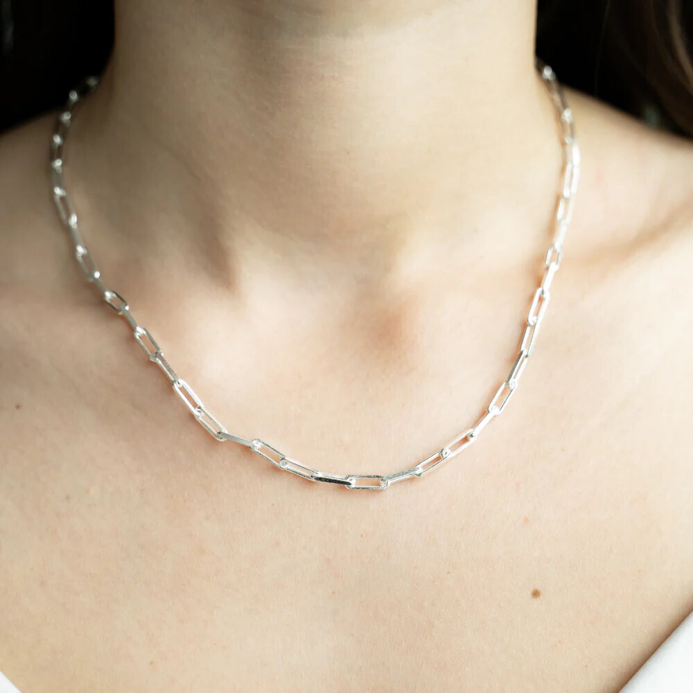 Beblue BCHFANTA-SLV Silver Be Fantastic Paperclip Chain Necklace