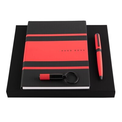 Hugo Boss Red Notebook,Red Pen and Red Key Chain Set