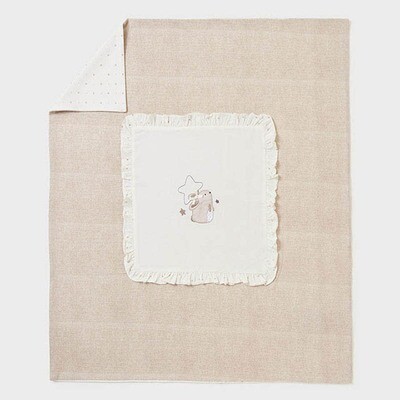 Mayoral 9249 Unisex Beige Baby Blanket W/ Bunny Design