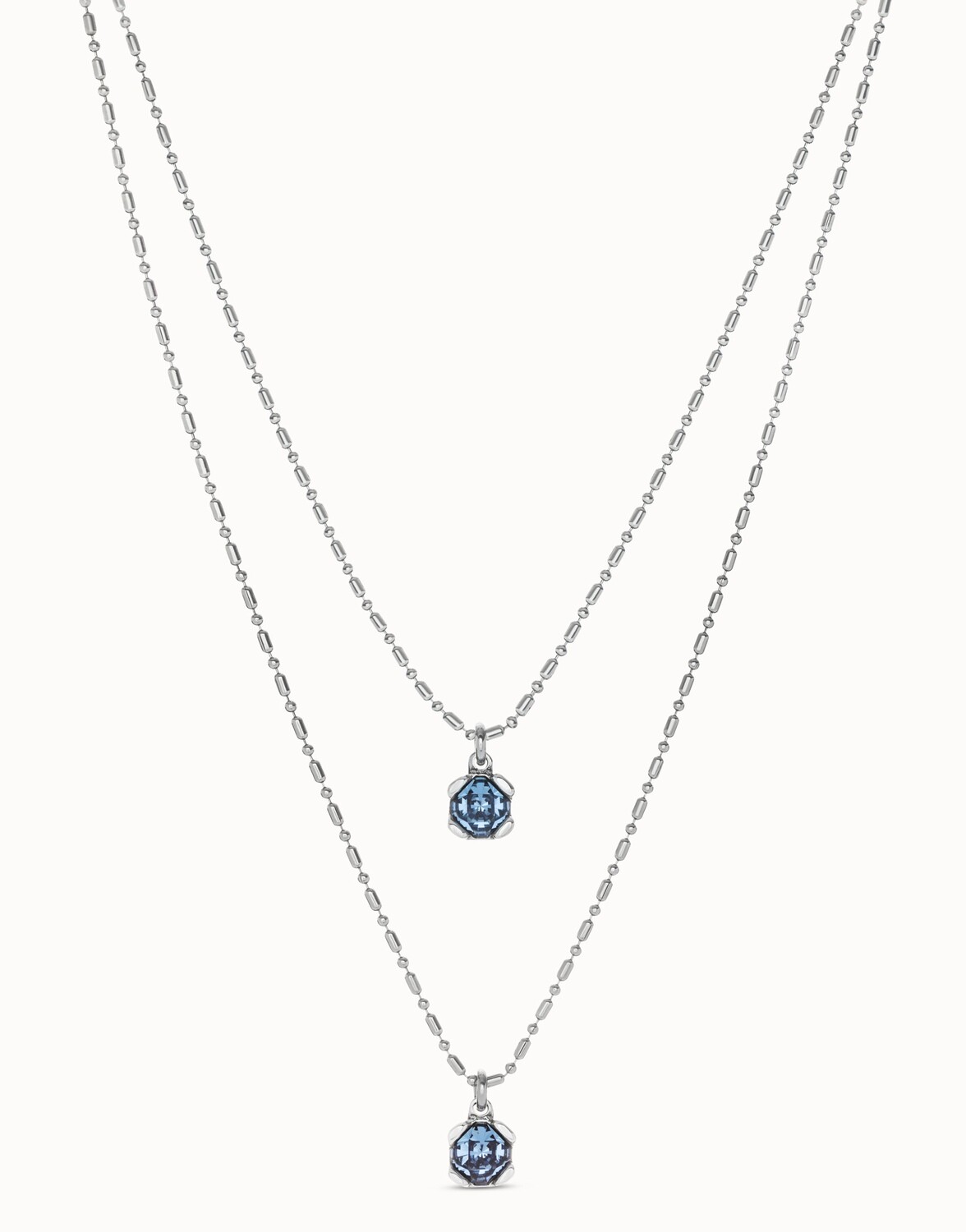 UNOde50 COL1866AZUMTL0U Collier double en argent sterling et cristal facetté bleu - Aura Bleu