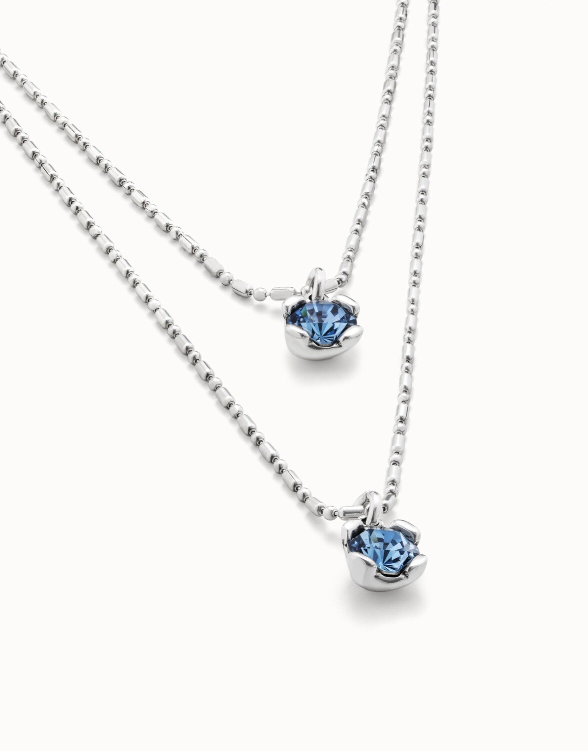 UNOde50 COL1866AZUMTL0U Collier double en argent sterling et cristal facetté bleu - Aura Bleu
