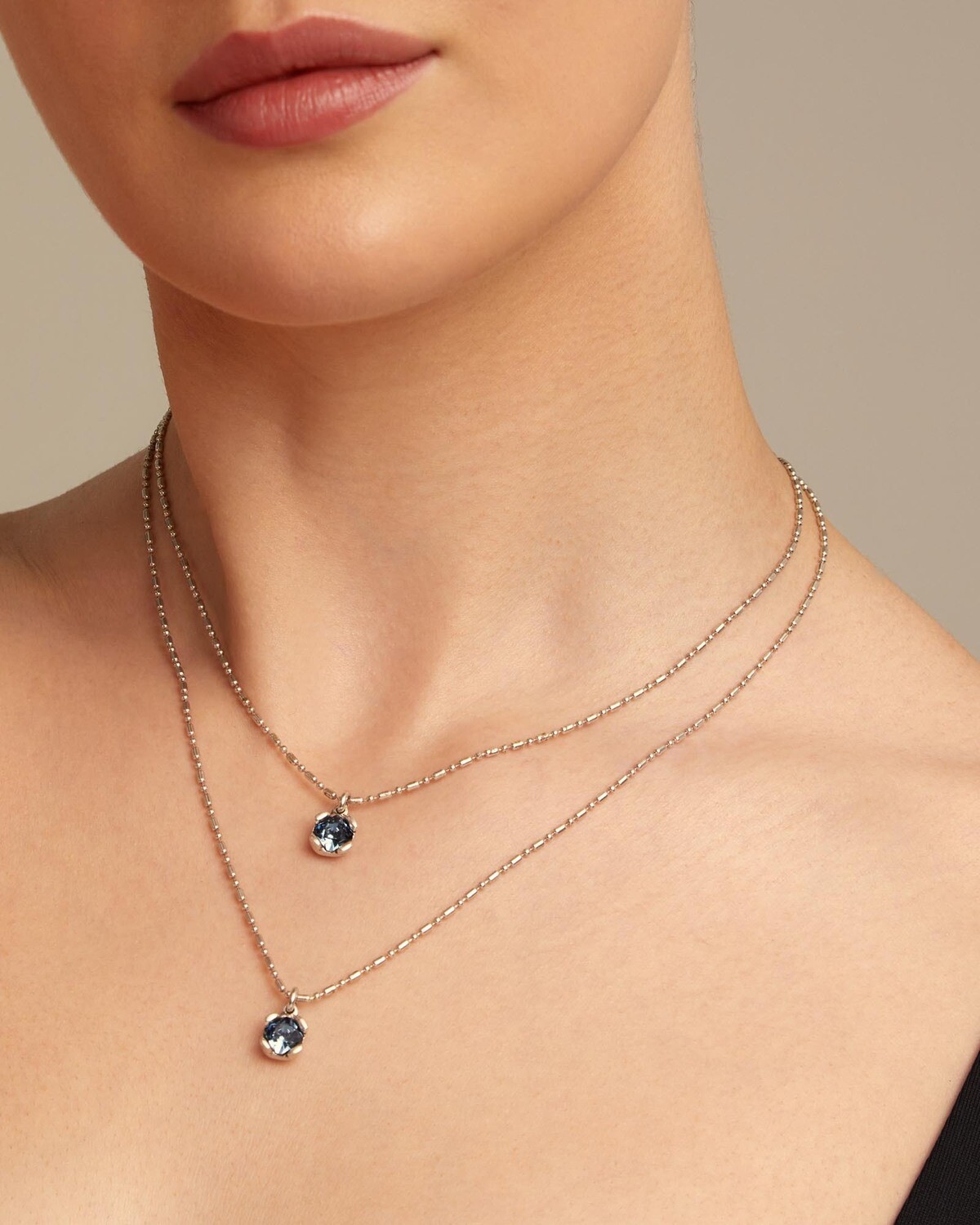 UNOde50 COL1866AZUMTL0U Collier double en argent sterling et cristal facetté bleu - Aura Bleu