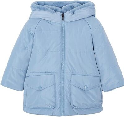 Mayoral 4489 Girl's Reversible Faux Fur & Puffer Coat /OCEANO