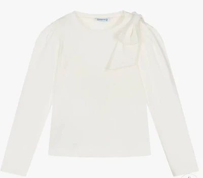Mayoral 7042 Girl's Long Sleeve Bow T-Shirt