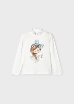 Mayoral 4001 Girl's Long Sleeve Mock Neck Viscose Shirt