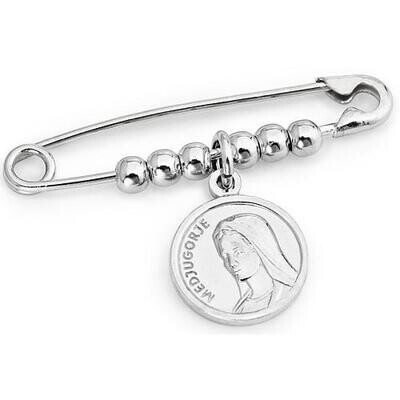 Amen SBMM Women's Sterling Silver Medjugorie Medal Safety Pin Brooch - Pins
