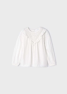 Mayoral 4191 youth girls white bohemian style blouse