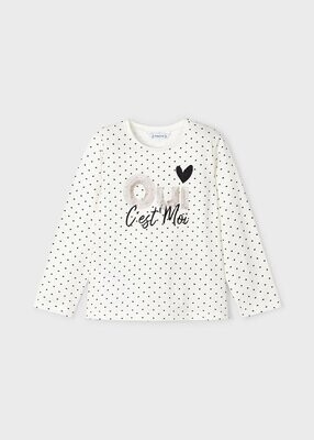Mayoral 4012 Girl's Long Sleeve "Oui" T-Shirt
