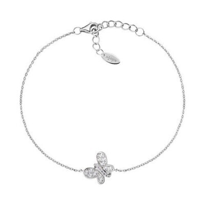 Amen BRBUBB Women's Silver White-CZ Butterfly Bracelet - Butterflies