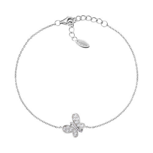 Amen BRBUBB Women's Silver White-CZ Butterfly Bracelet - Butterflies