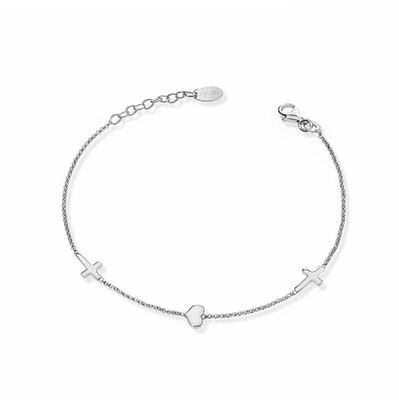 Amen BRCHB Women’s Silver Cross & Heart Bracelet - Pray and Love