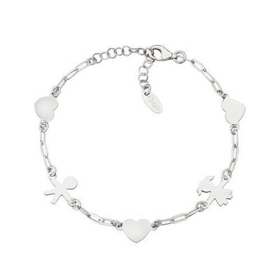 Amen BRCACUBIMIB Women's Silver Paperclip w/ Hearts & Children Charms Bracelet