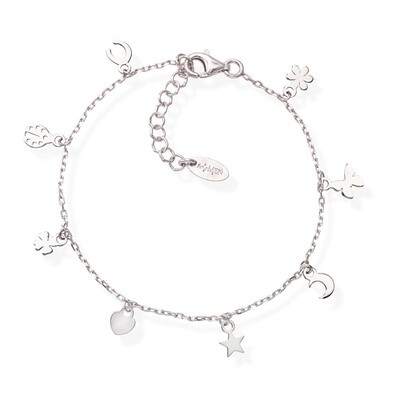 Amen BRLAFOB Women's Silver Luck Charm Bracelet - Luck