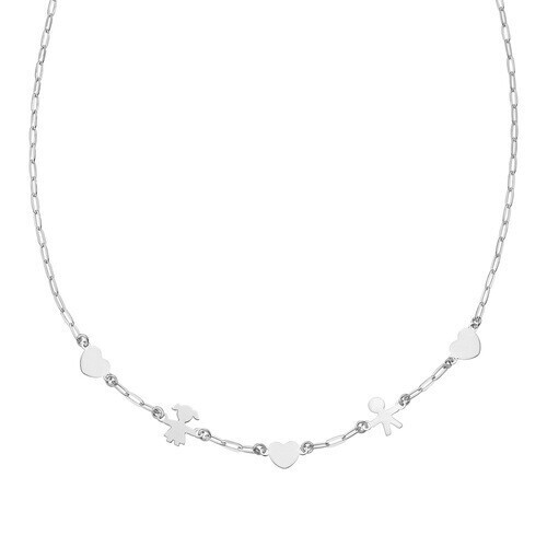 Amen CLCACUMBIMIB Women's Silver Paperclip Necklace w/ Heart & Children Charms