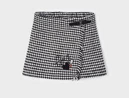 Mayoral 4907 Girl's Black & White Skort w/ Embroidery