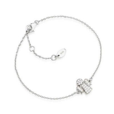 Amen BRA Women's Silver & White CZ Angel Charm Bracelet - Angel