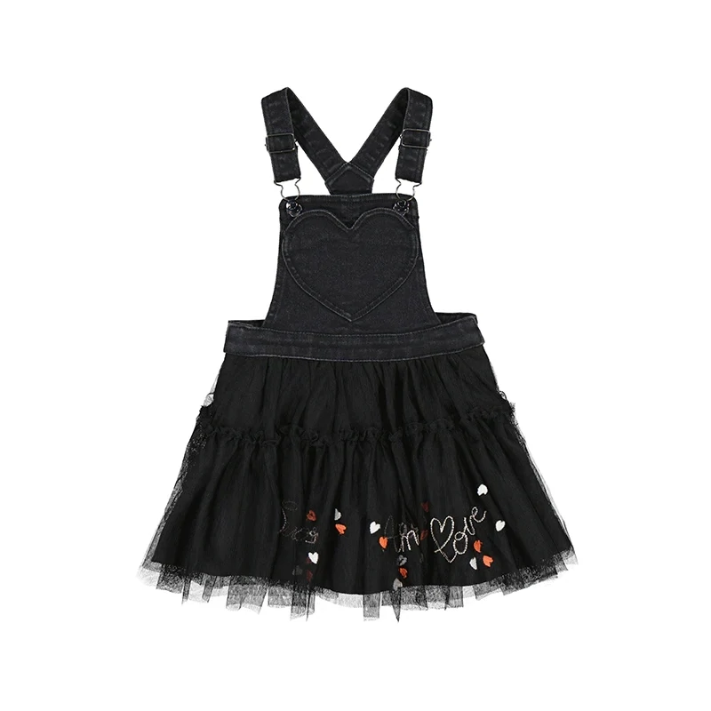 Mayoral 4909 Girl's Denim & Tulle Overall Skirt/