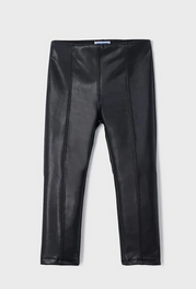 Mayoral 4763 Girl's Synthetic Leather Leggings – Negro