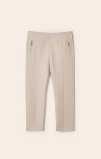 Mayoral 3501 Girl beige leggings with gold heart zipper