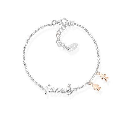 Amen BRFABR Women's Silver "Family" w/ Rose Boy & Girl Charms Bracelet - Love